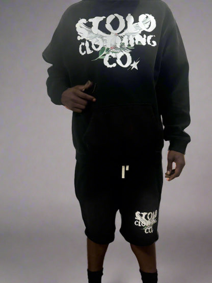 Stolo Clothing Co Birdies Monkey Washed Dyed Fleece Hoodie (BLACK)