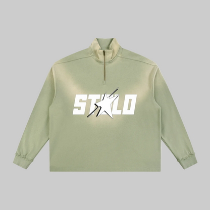 Stolo Clothing Co STARCHILD Sun Faded Raw Edge Quarter-Zip Sweatshirt