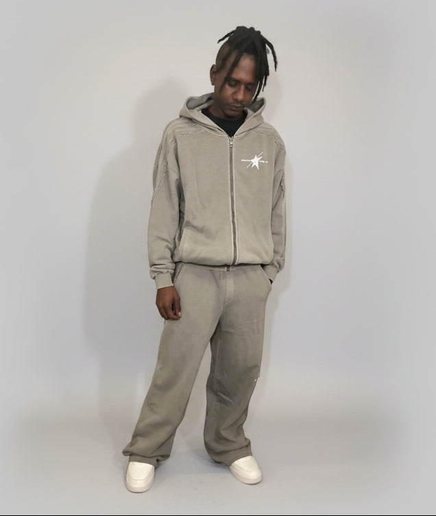 Stolo Clothing Co PROJECT O8 Snow Washed Tape Raw Edge Zip Hoodie