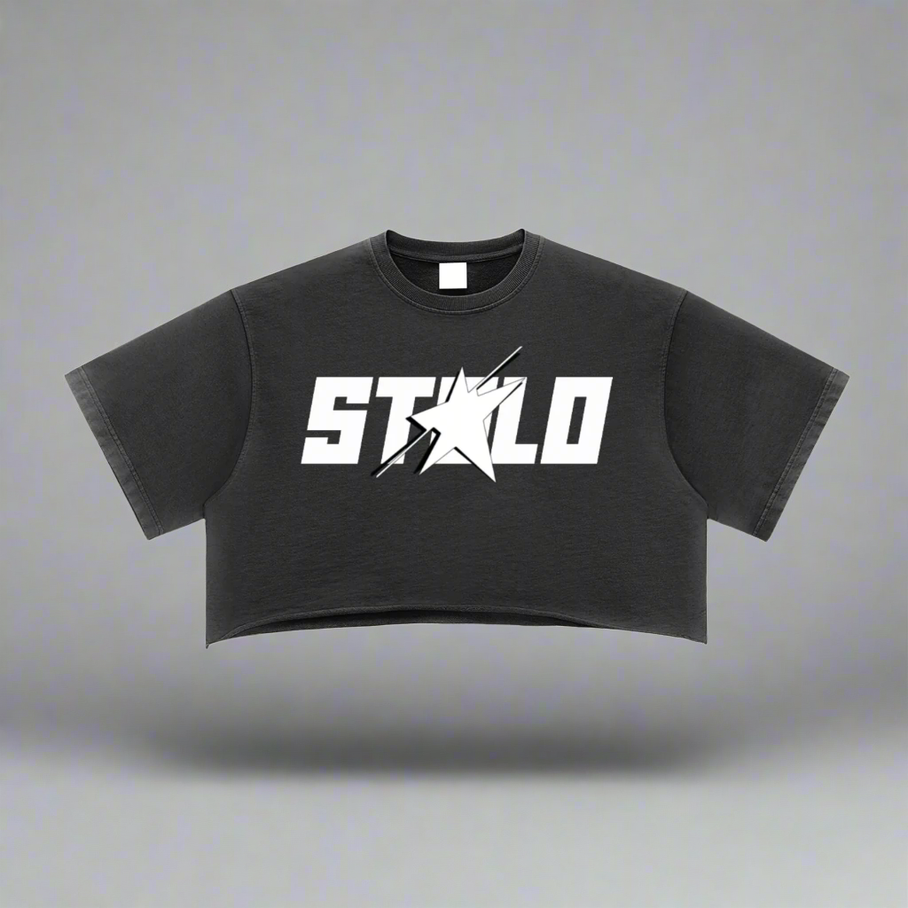 Stolo Clothing Co STARCHILD Snow Washed Raw Edge Crop Top Tee