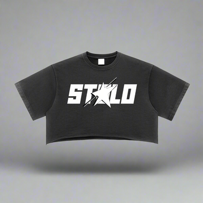 Stolo Clothing Co STARCHILD Snow Washed Raw Edge Crop Top Tee