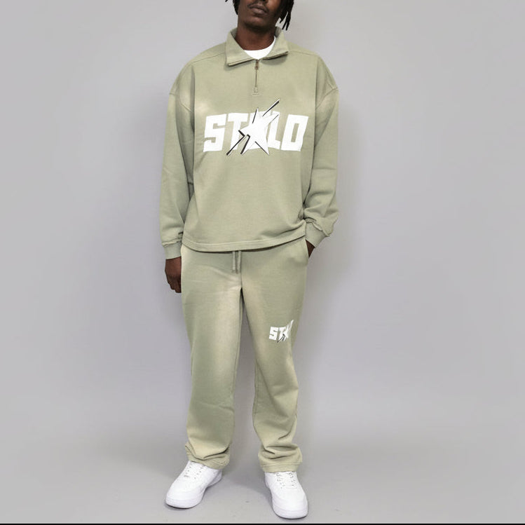 Stolo Clothing Co STARCHILD Sun Faded Raw Edge Quarter-Zip Sweatshirt