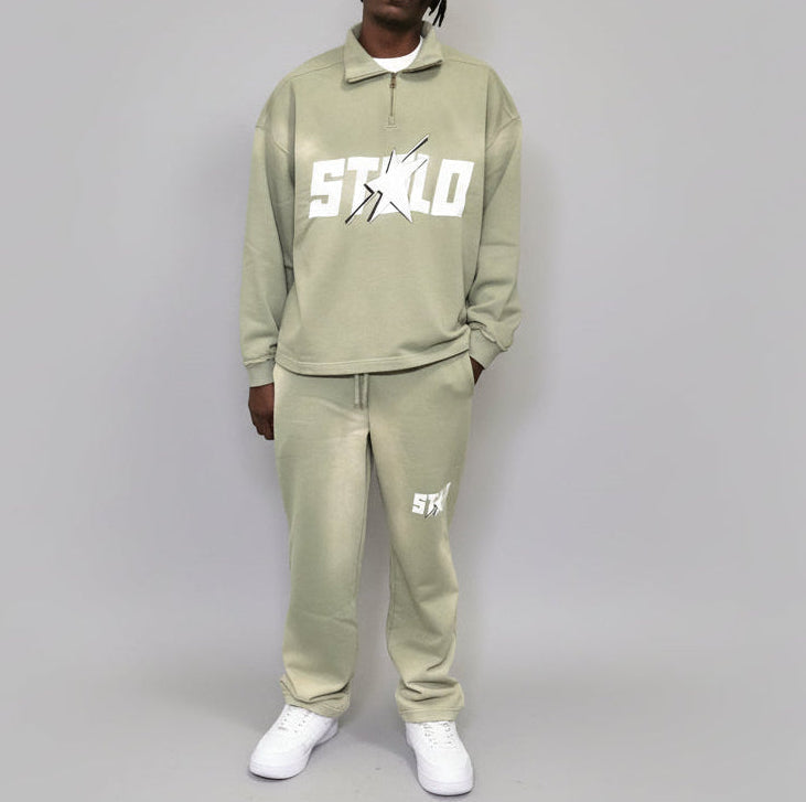 Stolo Clothing Co STARCHILD Sun Faded Raw Edge Quarter-Zip Sweatshirt