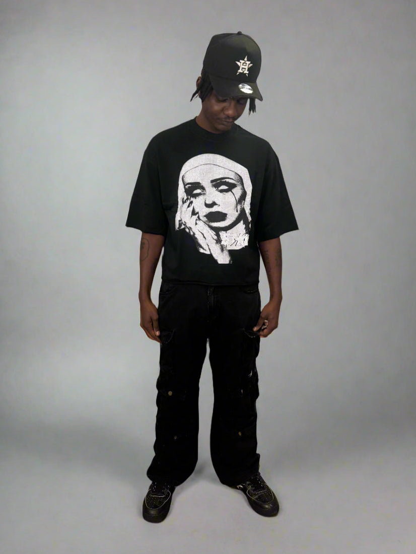 Stolo Clothing Co EVIL NUN French Terry Raw Edge Tee