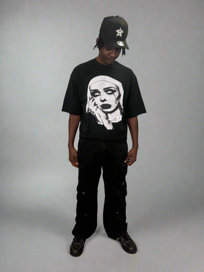 Stolo Clothing Co EVIL NUN French Terry Raw Edge Tee