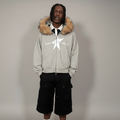 Stolo Clothing Co LOGO Grey Detectable Fur Double Zip-Up Hoodie（400GSM)