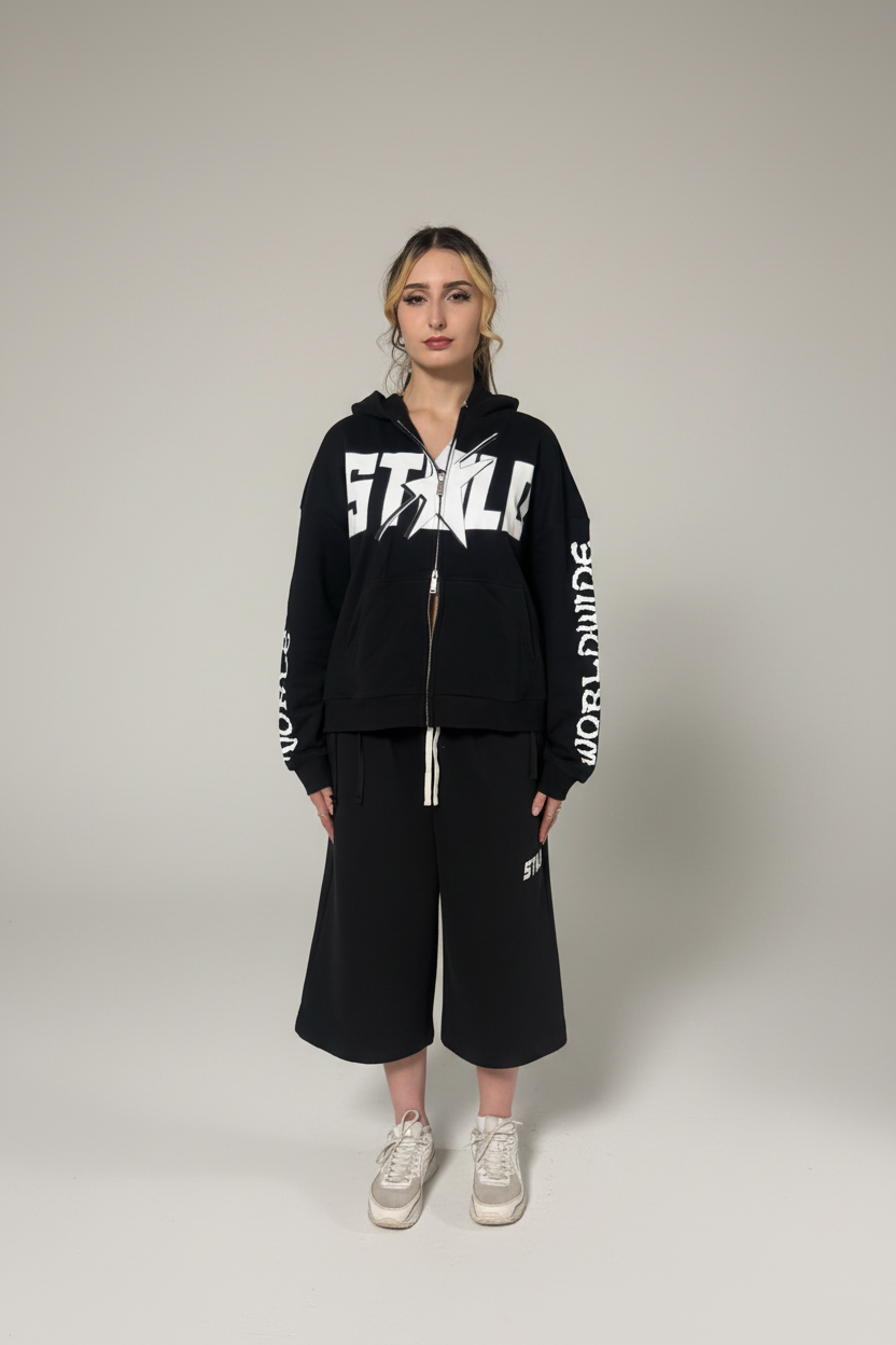 Stolo Clothing Co STARCHILD REBORN X WORLDWIDE Boxy Double Zip-Up Fleece Hoodie (380GSM)