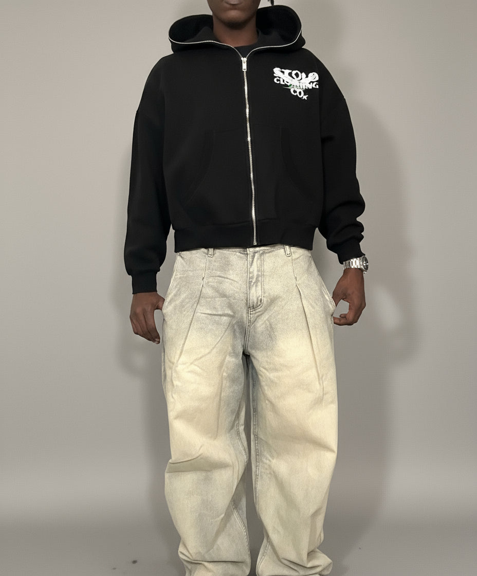 Stolo Clothing Co Birdies Fleece Full Zip-Up Boxy Hoodie