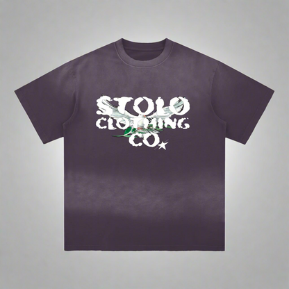 Limited Edition Stolo Clothing Co Birdies Sun Faded Hand-Frayed Cotton Tee
