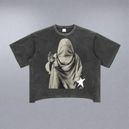 Stolo Clothing Co THE MASK Raw Edge Snow Washed Oversized Boxy Tee