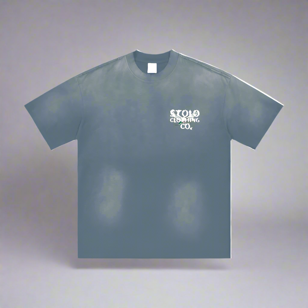 Stolo Clothing Co Birdies Minimalistic Hand-Frayed Sunfaded Tee [ BLACK , PINK & BLUE ]