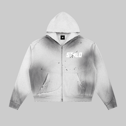 Stolo Clothing Co STARCHILD Sun Faded Hand Frayed Raw Edge Fleece Zip Hoodie