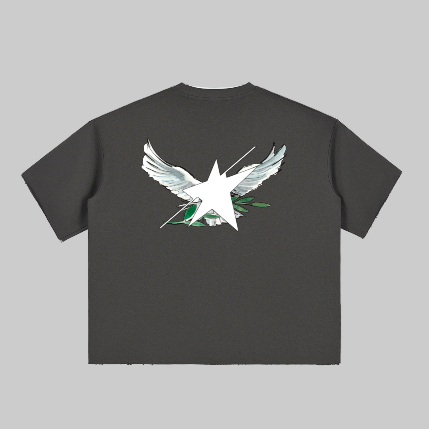 Stolo Clothing Co Birdies Minimalistic Boxy Frayed-Sleeve Raw-Edge Tee