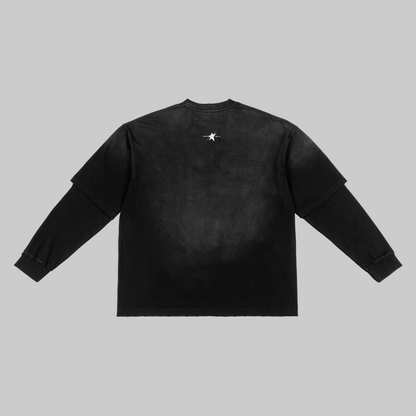 Stolo Clothing Co STARCHILD Minimalistic Sun Faded Hand-Frayed Faux Two-Piece Tee