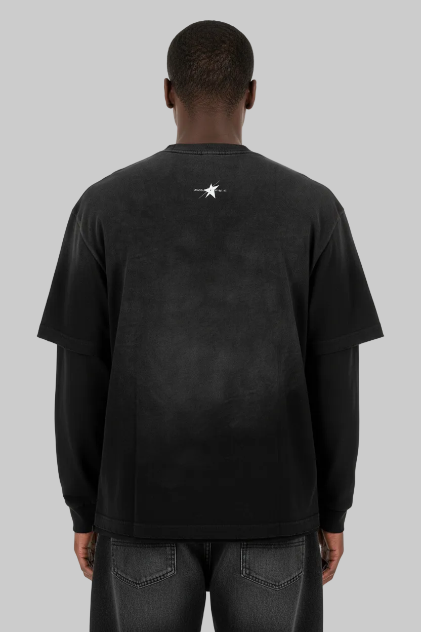 Stolo Clothing Co STARCHILD Minimalistic Sun Faded Hand-Frayed Faux Two-Piece Tee