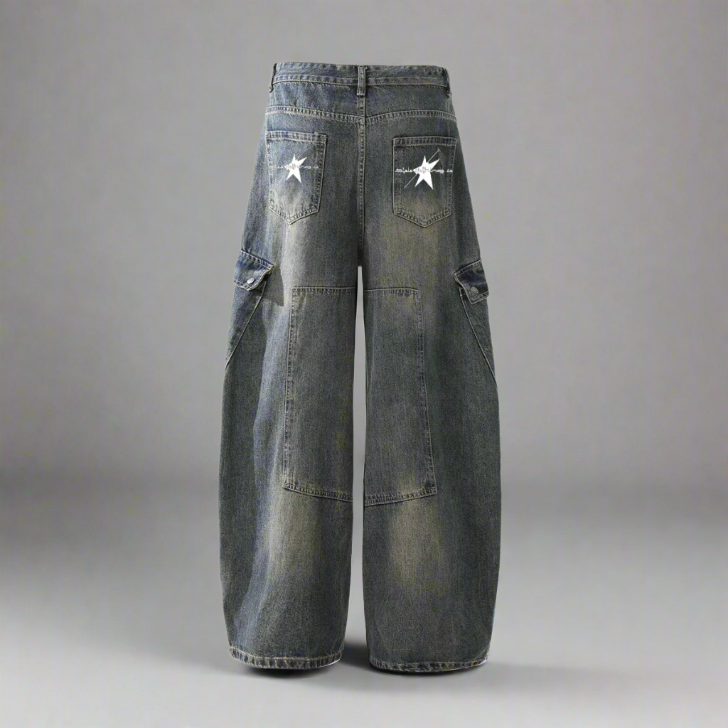 Stolo Clothing Co STARCHILD  Vintage Washed Unisex Baggy Cargo Jeans