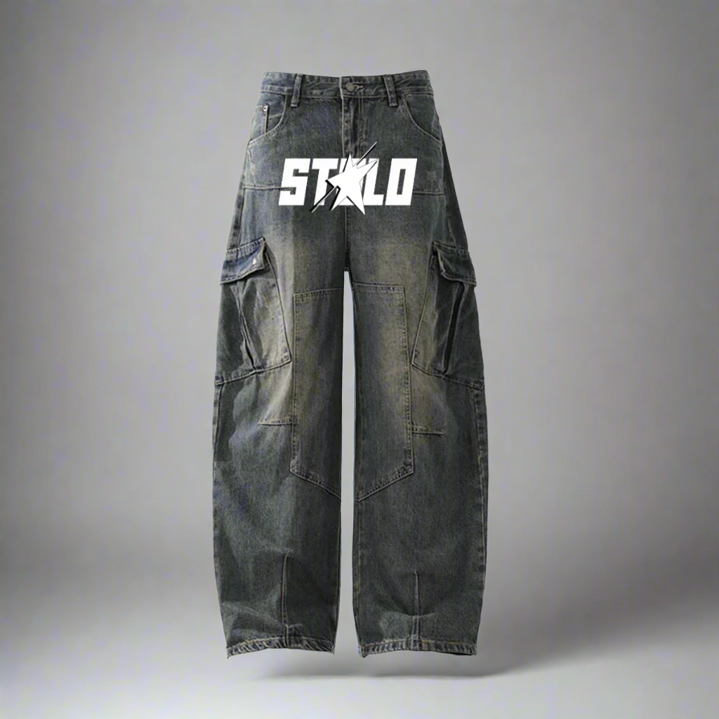 Stolo Clothing Co STARCHILD  Vintage Washed Unisex Baggy Cargo Jeans