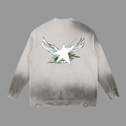 Stolo Clothing Co Birdies Sun Faded Distressed Ripped Crewneck Sweater