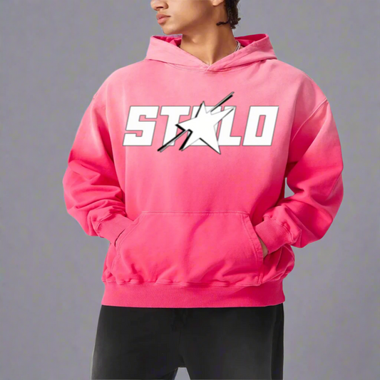 Stolo Clothing Co Starchild Heavyweight Pure Cotton Monkey Washed Hoodie [ PINK, BLUE & BLACK]