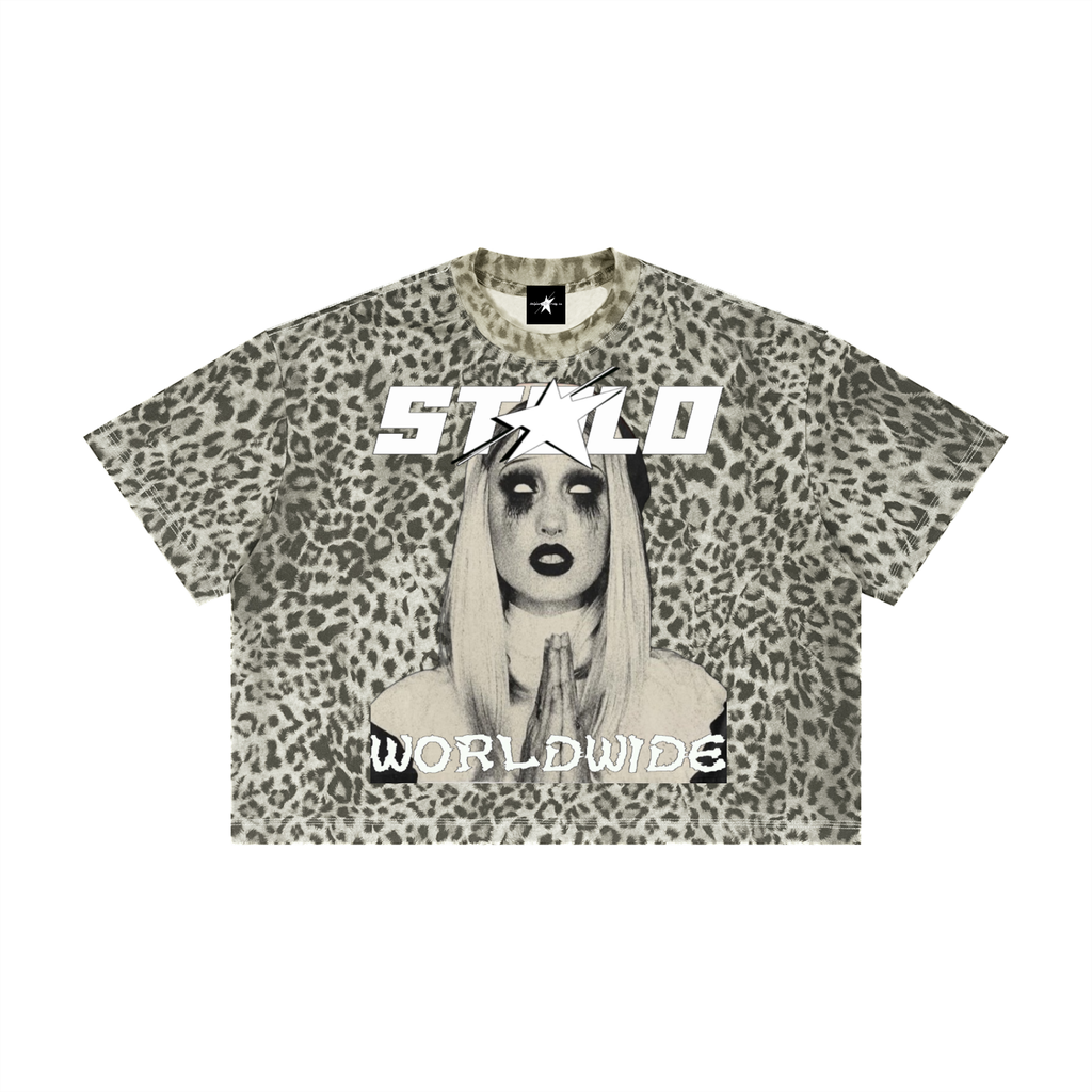 Stolo Clothing Co PREYING NUN Leopard Print Boxy Tee