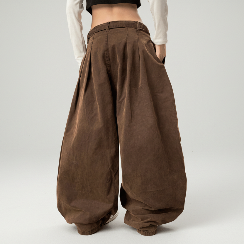 Stolo Clothing Co LOGO Unisex Baggy Brown Curve Blade Denim Jeans