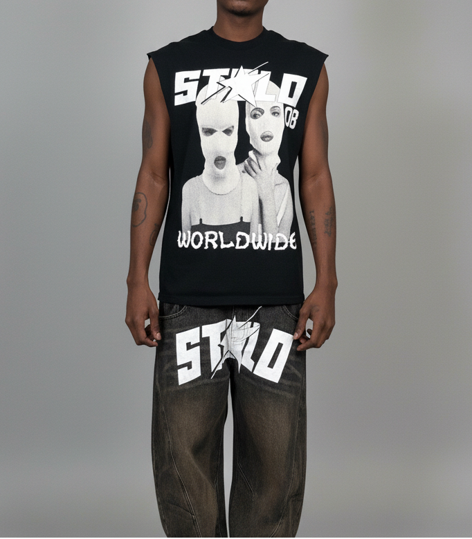 Stolo Clothing Co SKIED UP 2026 Raw Edge Cotton Tank Top Tee