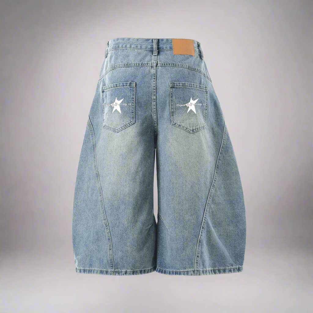Stolo Clothing Co Essential Unisex Wide-Leg Curved Blade Denim Shorts (JORTS)