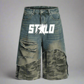 Stolo Clothing Co STARCHILD Unisex Half Camouflage Half Frayed Denim Shorts (JORTS)
