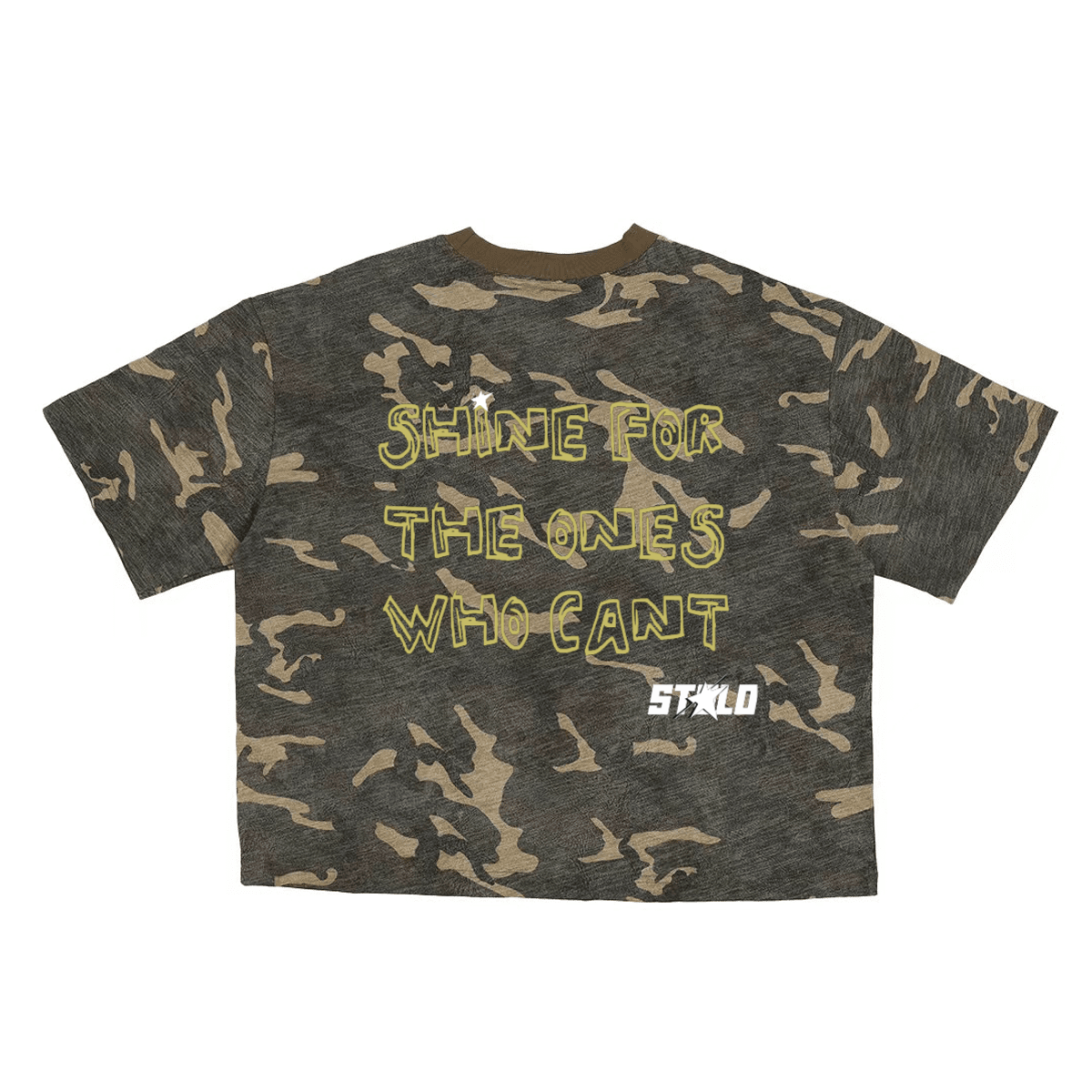 Limited Editon Stolo Clothing Co Still Shining Unisex Camo Cropped Oversized Tee