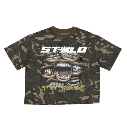 Limited Editon Stolo Clothing Co Still Shining Unisex Camo Cropped Oversized Tee