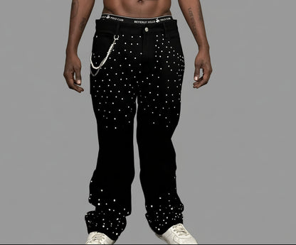 Stolo Clothing Co Essential Rhinestone-Embellished Unisex Straight-Leg Jeans