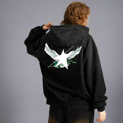 Stolo Clothing Co Birdies x World Wide Retro Washed Hand-Painted Oversized Hoodie [PINK & BLACK]