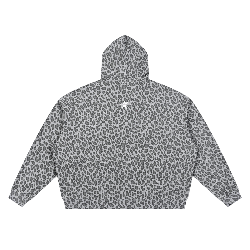 Stolo Clothing Co STARCHILD Leopard Print Waffle Texture Double Zip Up Hoodie