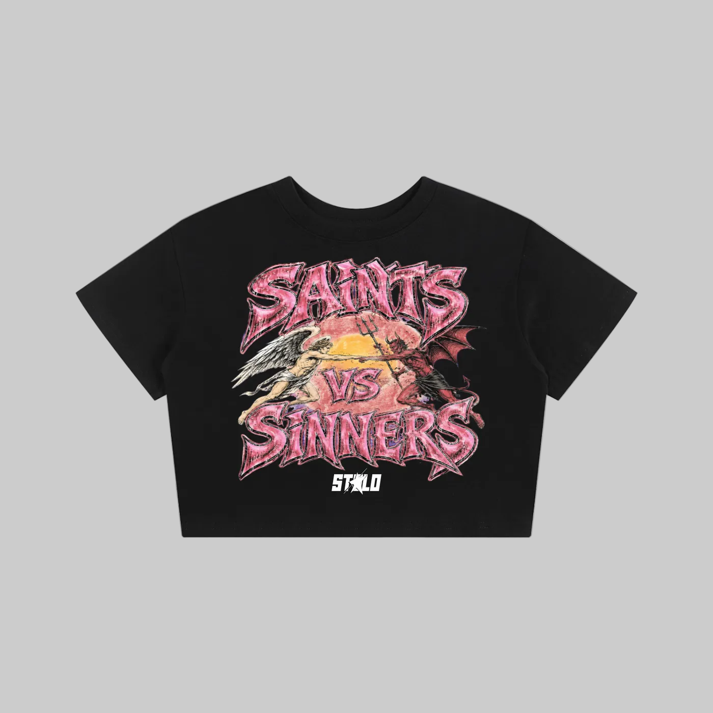 Stolo Clothing Co Saints VS Sinners Fitted Baby Tee (200 GSM)