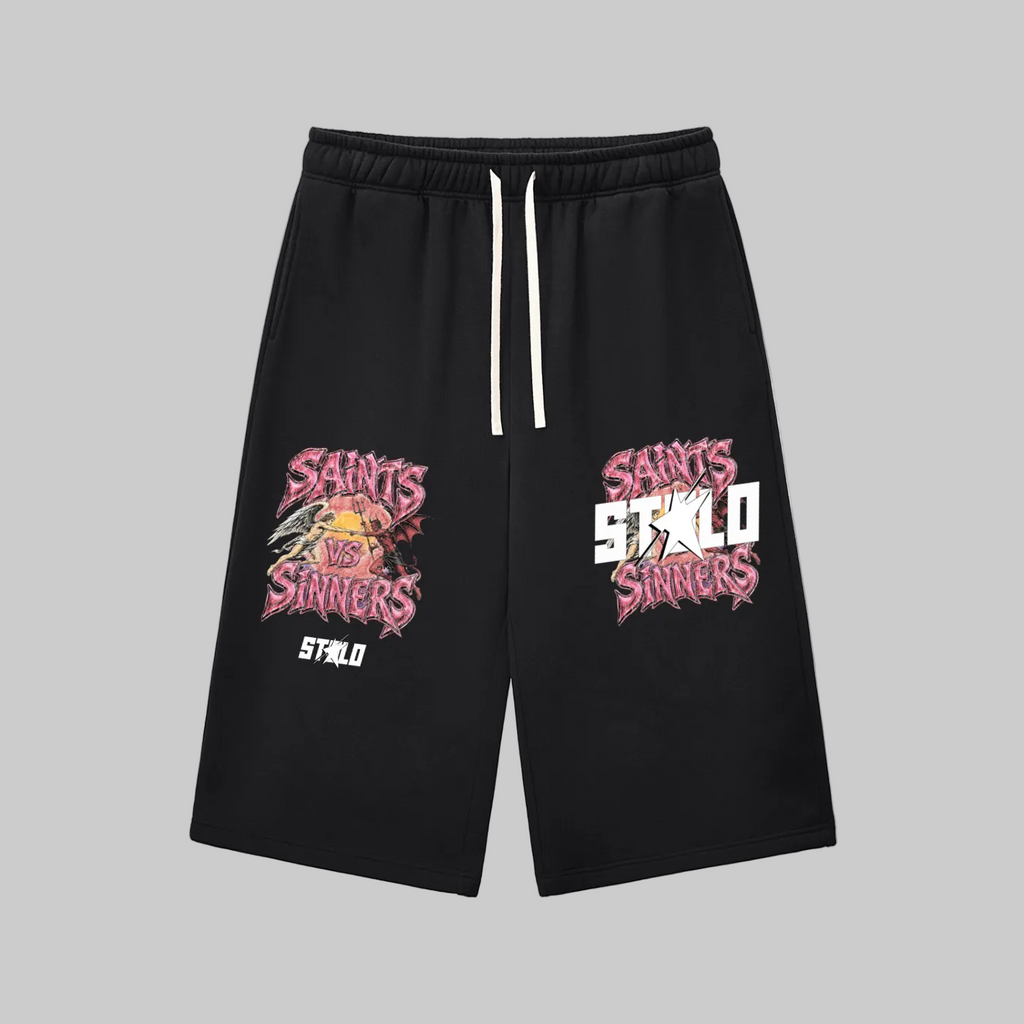 Stolo Clothing Co SAINTS VS SINNERS  3/4 LENGTH BAGGY SWEATPANTS (350GSM)