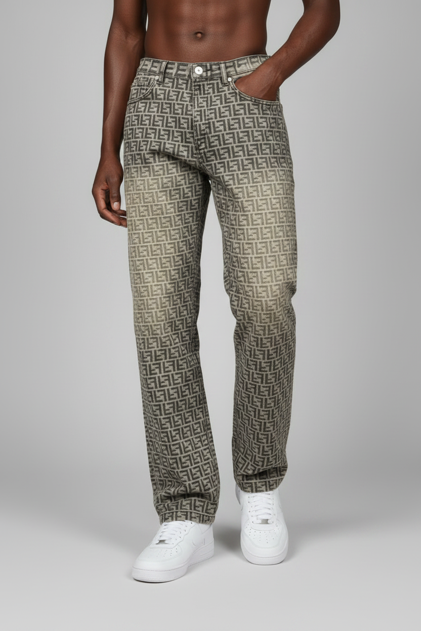 Stolo Clothing Co Monogram Straight Leg Denim Jeans