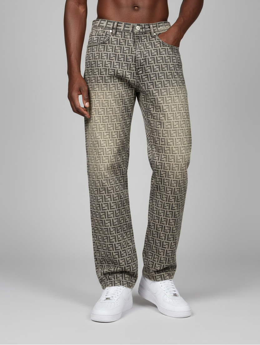 Stolo Clothing Co Monogram Straight Leg Denim Jeans