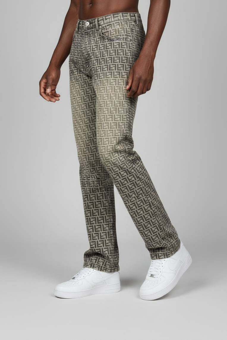 Stolo Clothing Co Monogram Straight Leg Denim Jeans