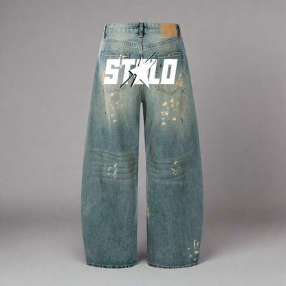 Stolo Clothing Co STARCHILD Back Print Hand-Painted Baggy Denim Jeans