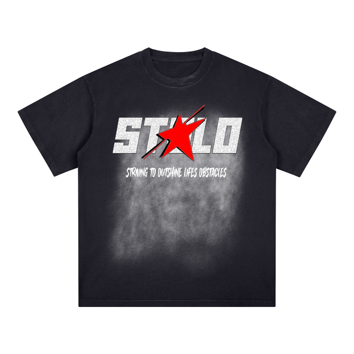 Stolo Clothing Co Essential Red Monkey Washed Drop Shoulder Tee