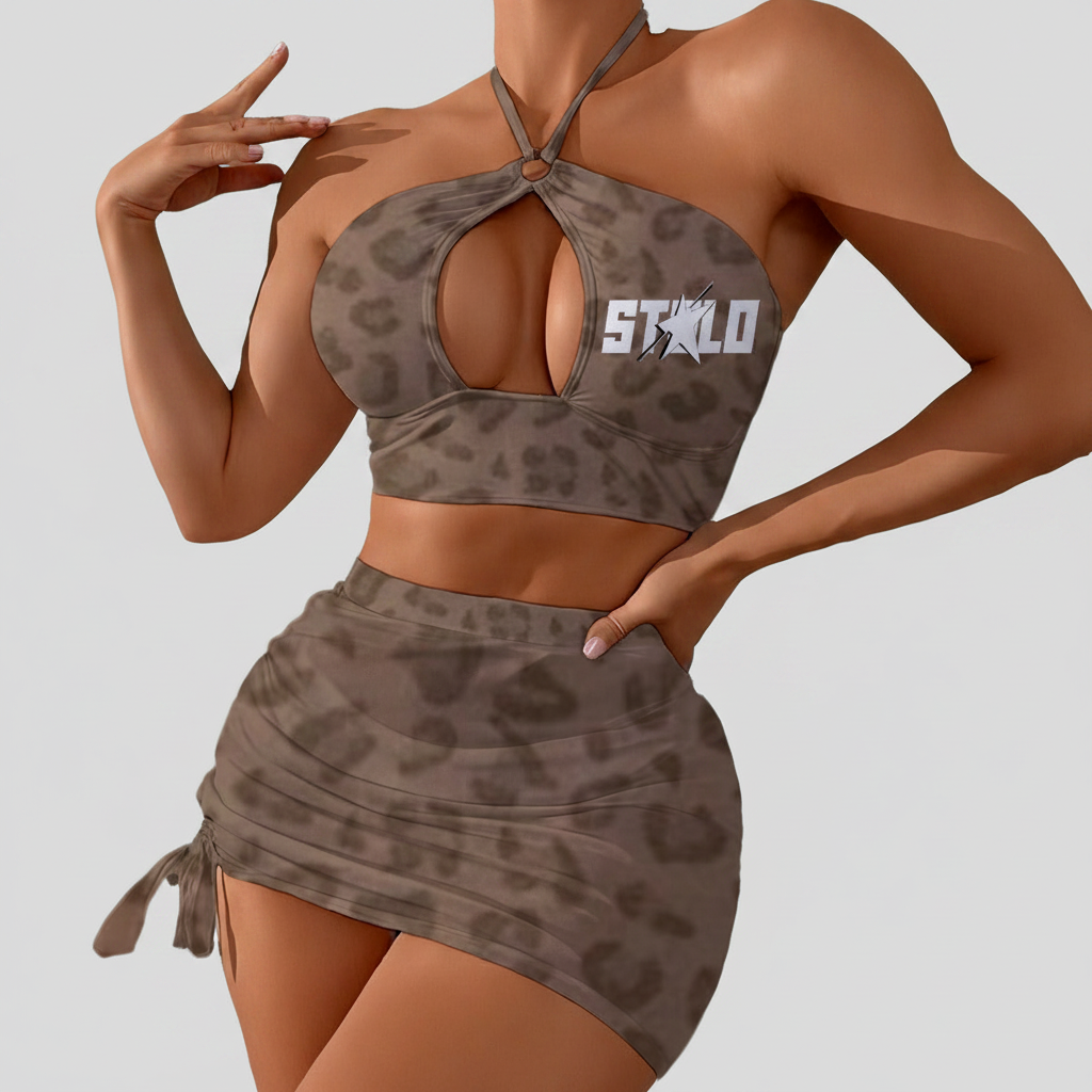 Stolo Clothing Co STARCHILD Leopard Print Halter Neck SwimSuit
