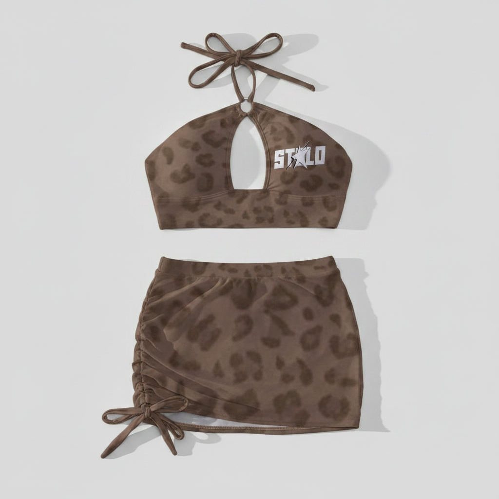 Stolo Clothing Co STARCHILD Leopard Print Halter Neck SwimSuit