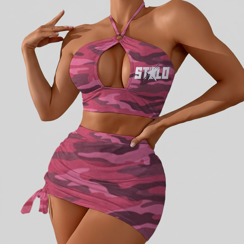 Stolo Clothing Co STARCHILD ROSE CAMO Hip Huggin Halter Neck Swim Suit