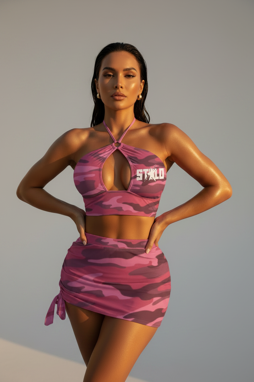 Stolo Clothing Co STARCHILD ROSE CAMO Hip Huggin Halter Neck Swim Suit