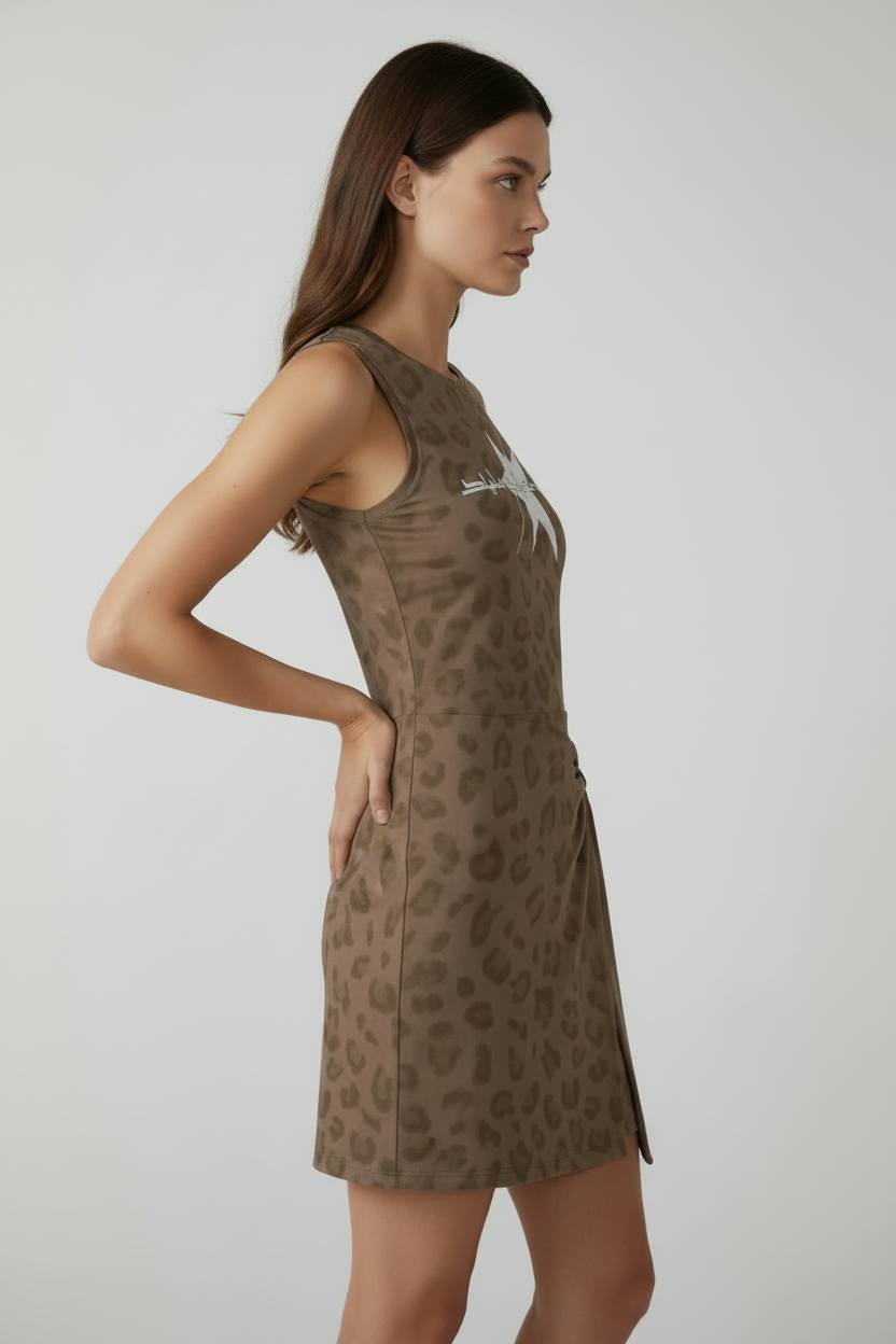 Stolo Clothing Co Leopard Print Snatched Silhouette Dress