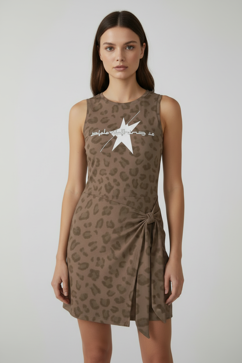 Stolo Clothing Co Leopard Print Snatched Silhouette Dress