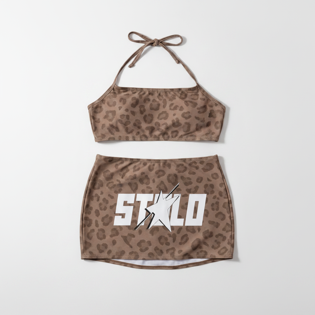 Stolo Clothing Co STARCHILD Leopard Print Halter Neck SwimSuit