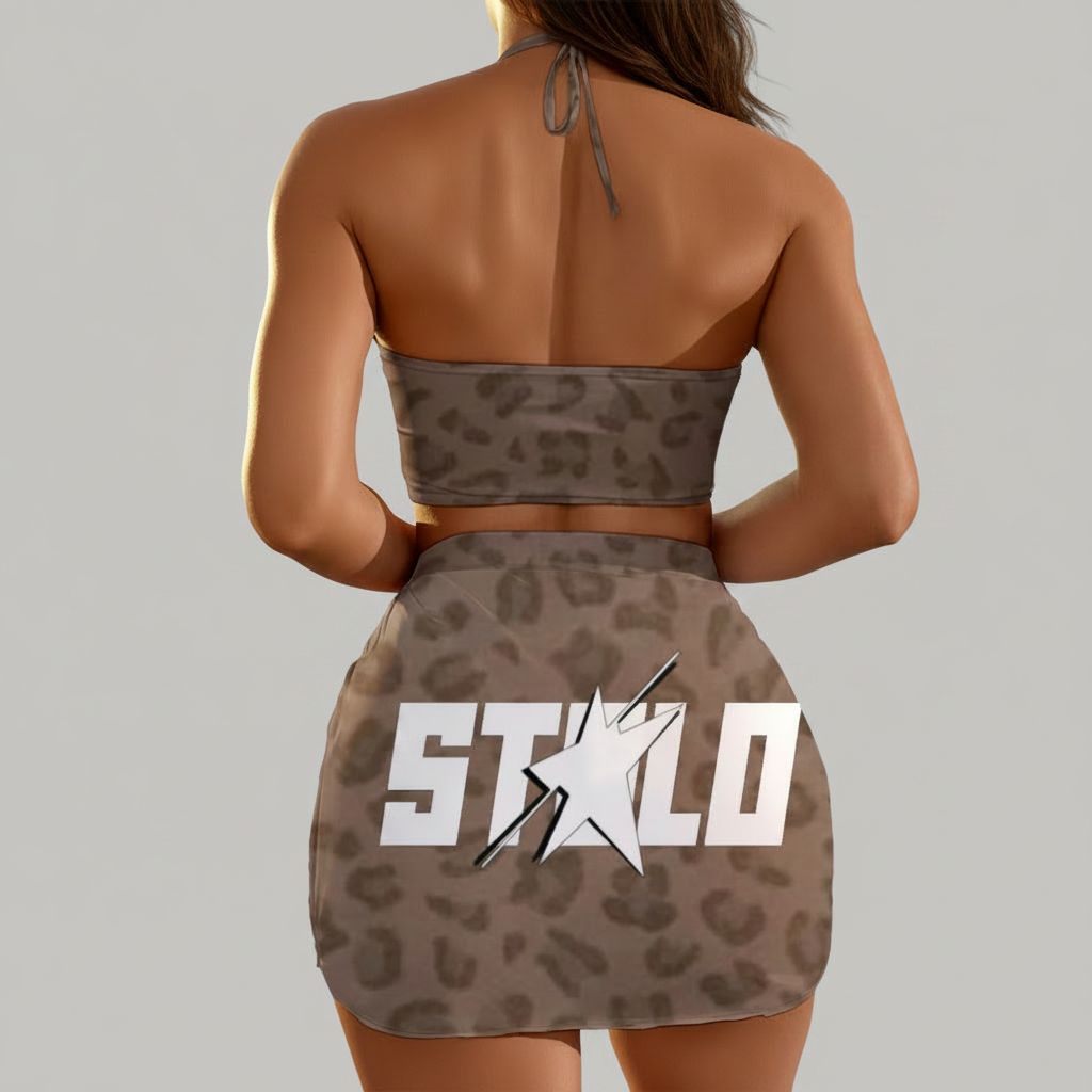 Stolo Clothing Co STARCHILD Leopard Print Halter Neck SwimSuit