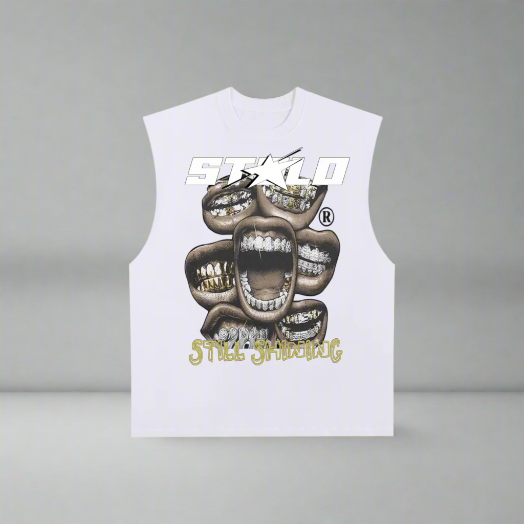 Stolo Clothing Co STILL SHINNING Raw Edge Cotton Tank Top Tee