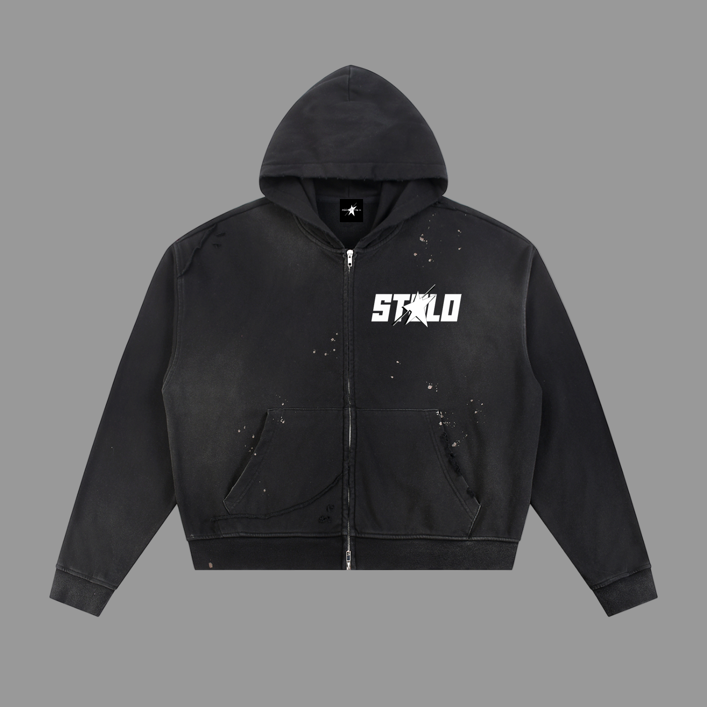 Stolo Clothing Co STARCHILD Sun Faded Hand Frayed Raw Edge Fleece Zip Hoodie